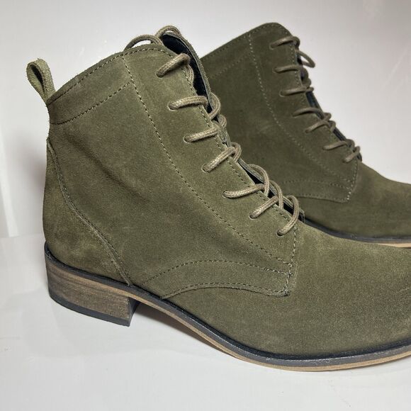 Andre Women Suede Lace Up Ankle Boots Size EUR 38 US 7.5 Green Suede Excellent - Picture 2 of 11